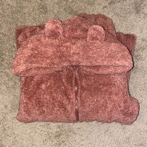 Furry teddy one piece jumpsuit